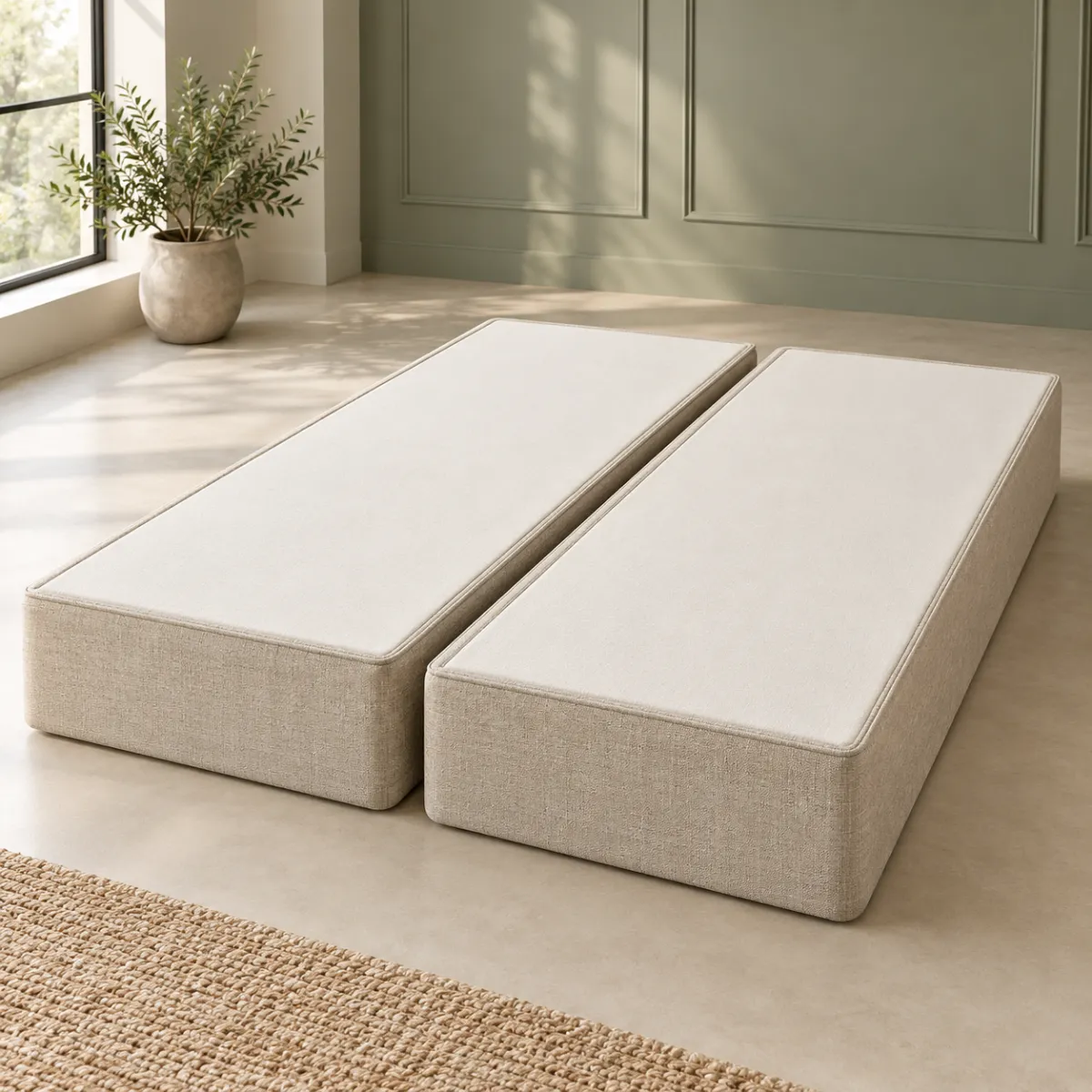 Split queen box spring in two halves